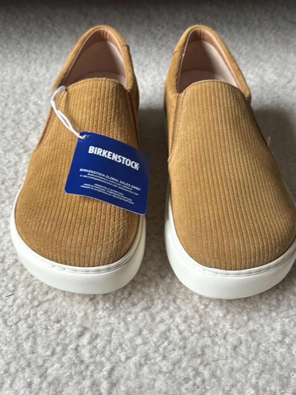 NWT Birkenstock Suede Corduroy Slip On Sneakers Tan Mens 8 Womens 10 EU 41